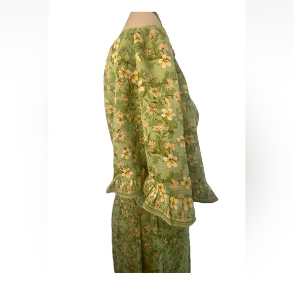 Women's Mex Studio Green Floral maxi Wrap Dress Plus Size 2X Long Outfit - Picture 2 of 6
